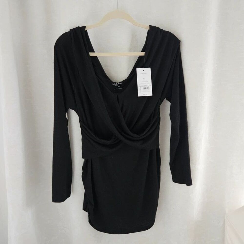 Isabel Maternity by Ingrid & Isabel Black Twist Front Long Sleeve Dress NWT - XL